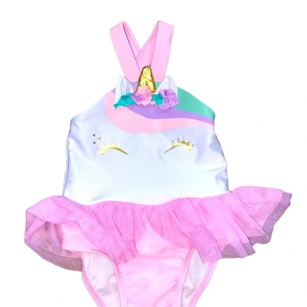 Cat & Jack pink unicorn one piece swimsuit size 12 months